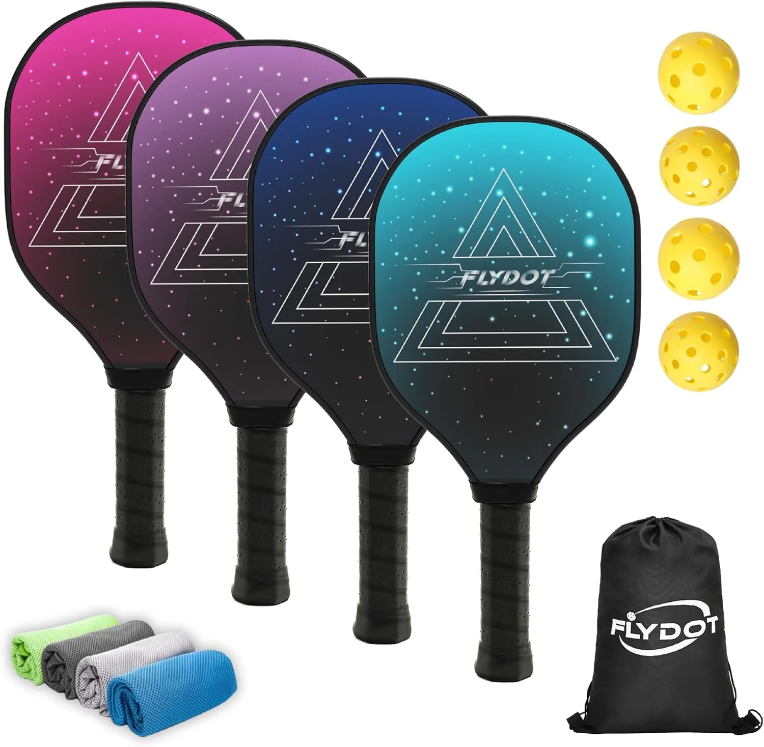 Pickleball Paddles Set of 4,USAPA Approved,4 Indoor&Outdoor Pickleball Balls, Carrying Bag, 4 Cooling Towels,4 Pack Paddles,Pickleball Paddles Pack Gifts for Beginner&Pro
