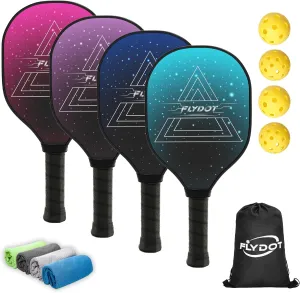 Pickleball Paddles Set of 4,USAPA Approved,4 Indoor&Outdoor Pickleball Balls, Carrying Bag, 4 Cooling Towels,4 Pack Paddles,Pickleball Paddles Pack Gifts for Beginner&Pro