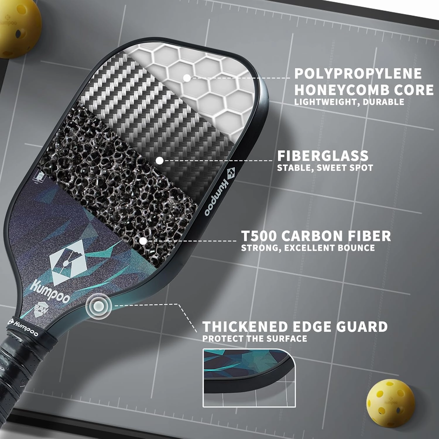 Pickleball Paddle, Carbon Fiber Pickleball Racket Lightweight with Fiberglass and PP Honeycomb Core, Large Sweet Spot Pickle Ball Racquet Set with Cover, Pickleball Gifts for Beginners