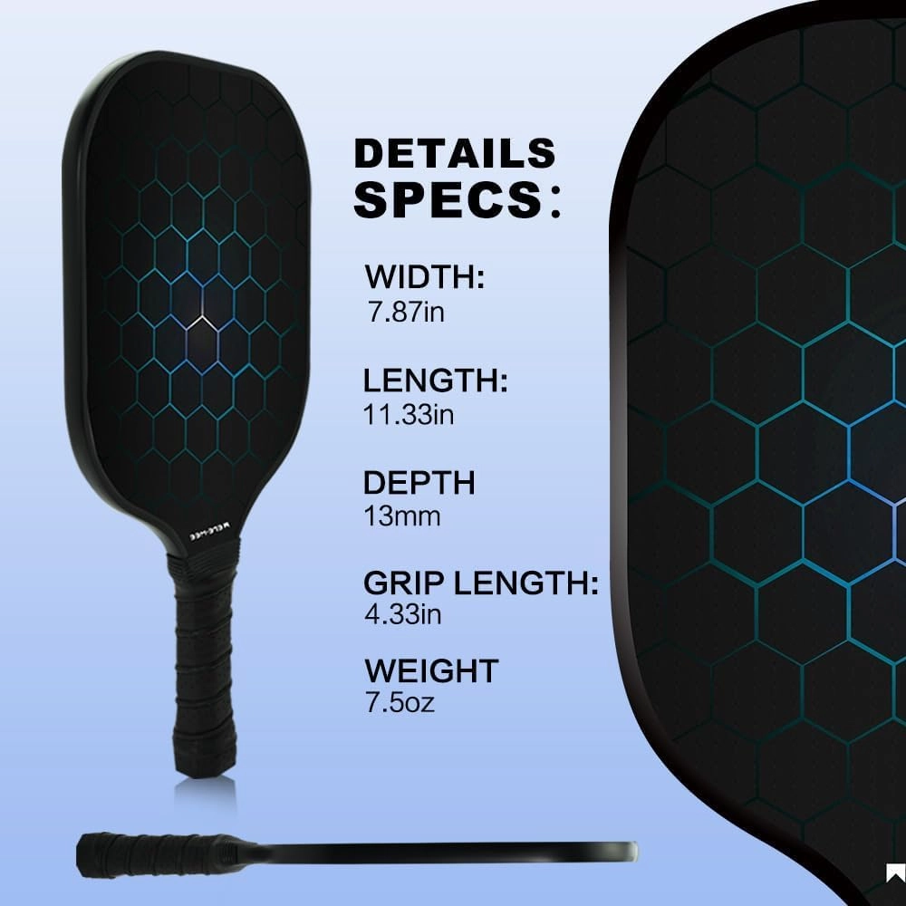 Pickleball Paddles, Fiberglass Surface with Balls and Bag, Lightweight Pickleball Paddles Set of 2 for Men, Women, Kids, Adults