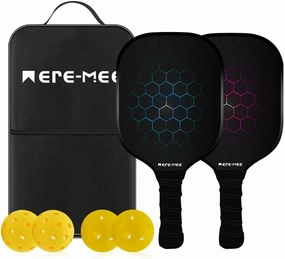 Pickleball Paddles, Fiberglass Surface with Balls and Bag, Lightweight Pickleball Paddles Set of 2 for Men, Women, Kids, Adults
