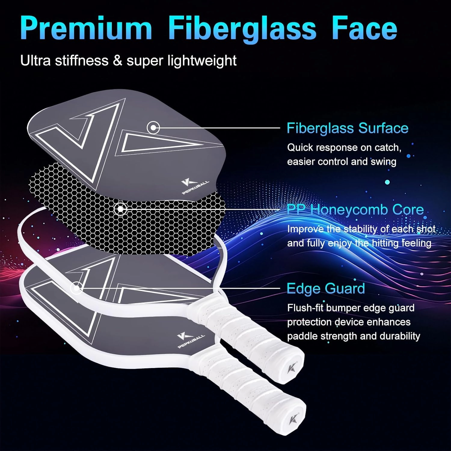 Pickleball Paddles Set Fiberglass Surface Pickleball-Paddles with Pickle Ball Rackets ​for Men Women