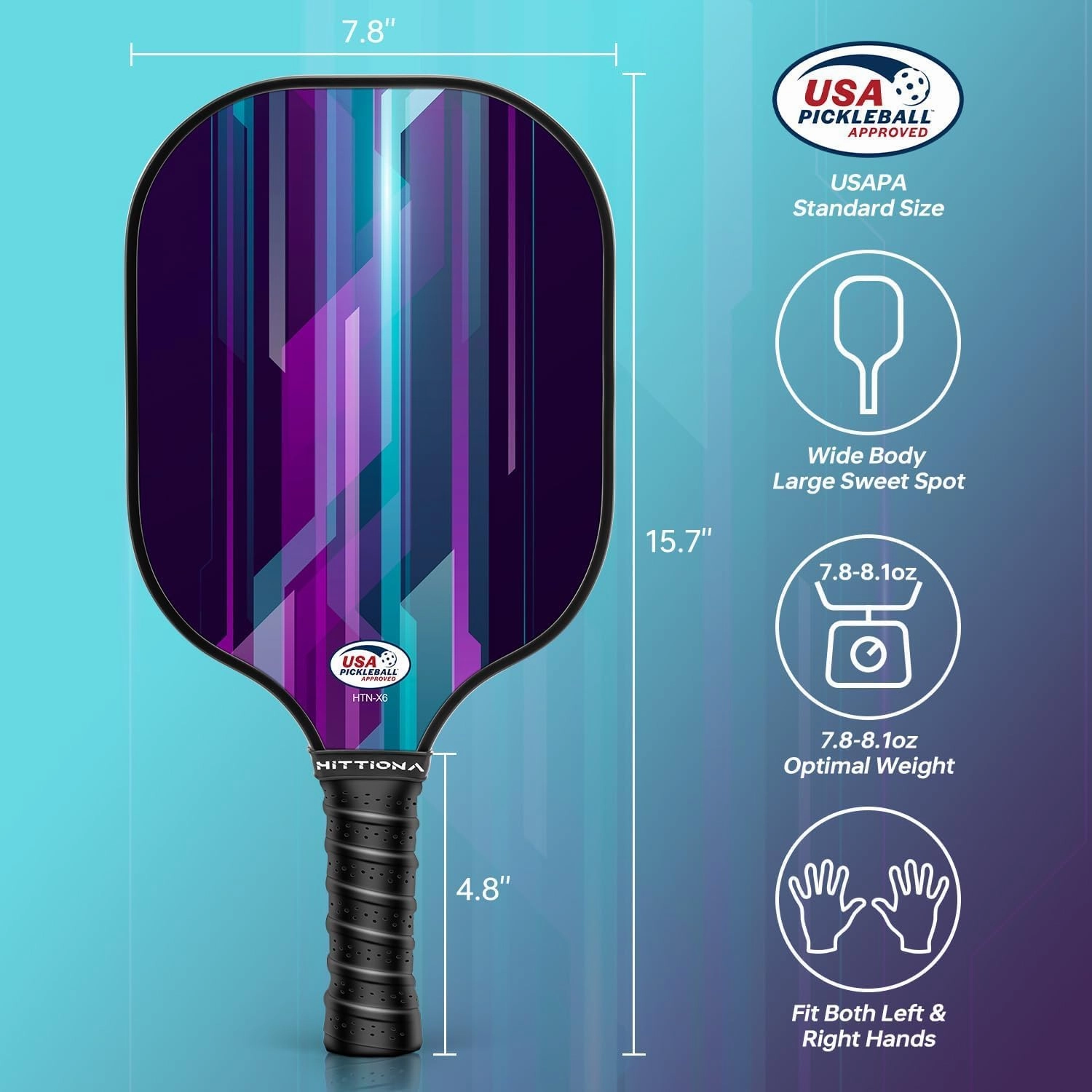 Pickleball Paddles Set of 2 - Fiberglass Pickleball Paddles for Beginners, USAPA Approved Pickle Ball Rackets 2 Pack with 4 Pickleball Balls, 1 Pickleball Net Bag, Paddles Ball Set Outdoor Indoor