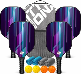 Pickleball Paddles Set of 2 - Fiberglass Pickleball Paddles for Beginners, USAPA Approved Pickle Ball Rackets 2 Pack with 4 Pickleball Balls, 1 Pickleball Net Bag, Paddles Ball Set Outdoor Indoor