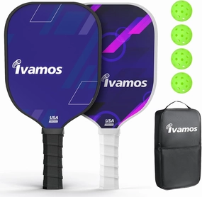 Pickleball Paddles Set of 2 with 4 Balls and Bag Fiberglass Pickleball Paddles Set with Polypropylene Honeycomb Core USAPA Approved Lightweight Equipment Pickleball Rackets Set for Women and Men