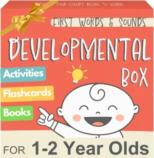 Pidoko Kids Developmental Baby Box - One Year Old Boy Birthday Gift - First Words, Sounds, Talk & Scribble for 1   Boys Girls - Toddler Learning Activities Toys - Educational Board Books & Flashcards