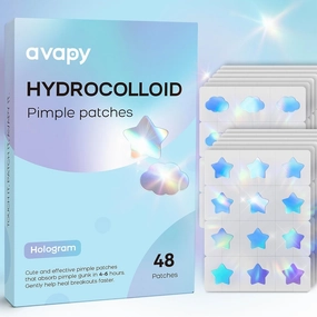 Pimple Patches for Face, Cute Hydrocolloid Acne Patches, Colorful Hologram Star Sport Stickers, Zits & Blemish, Pimple Patch with Salicylic Acid, Blue Star Cloud 12MM (48 Count)