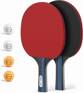 Ping Pong Paddles Set Table Tennis Rackets with Balls, Storage Case for Indoor Outdoor Table Tennis Paddle Game Accessories