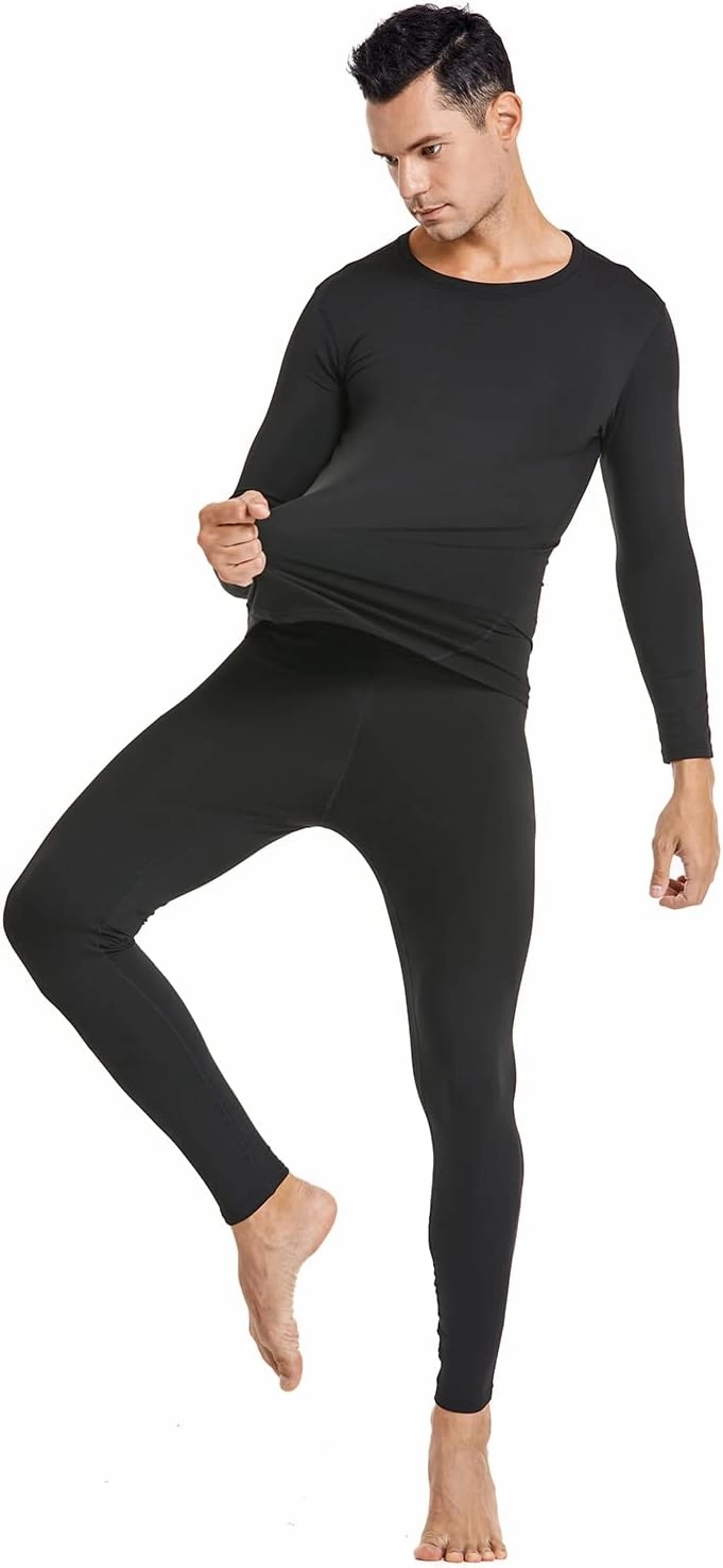 PISIQI Thermal Underwear Men Ultra-Soft Long Johns Set with Fleece Lined Base Layer Winter Skiing Warm Top & Bottom