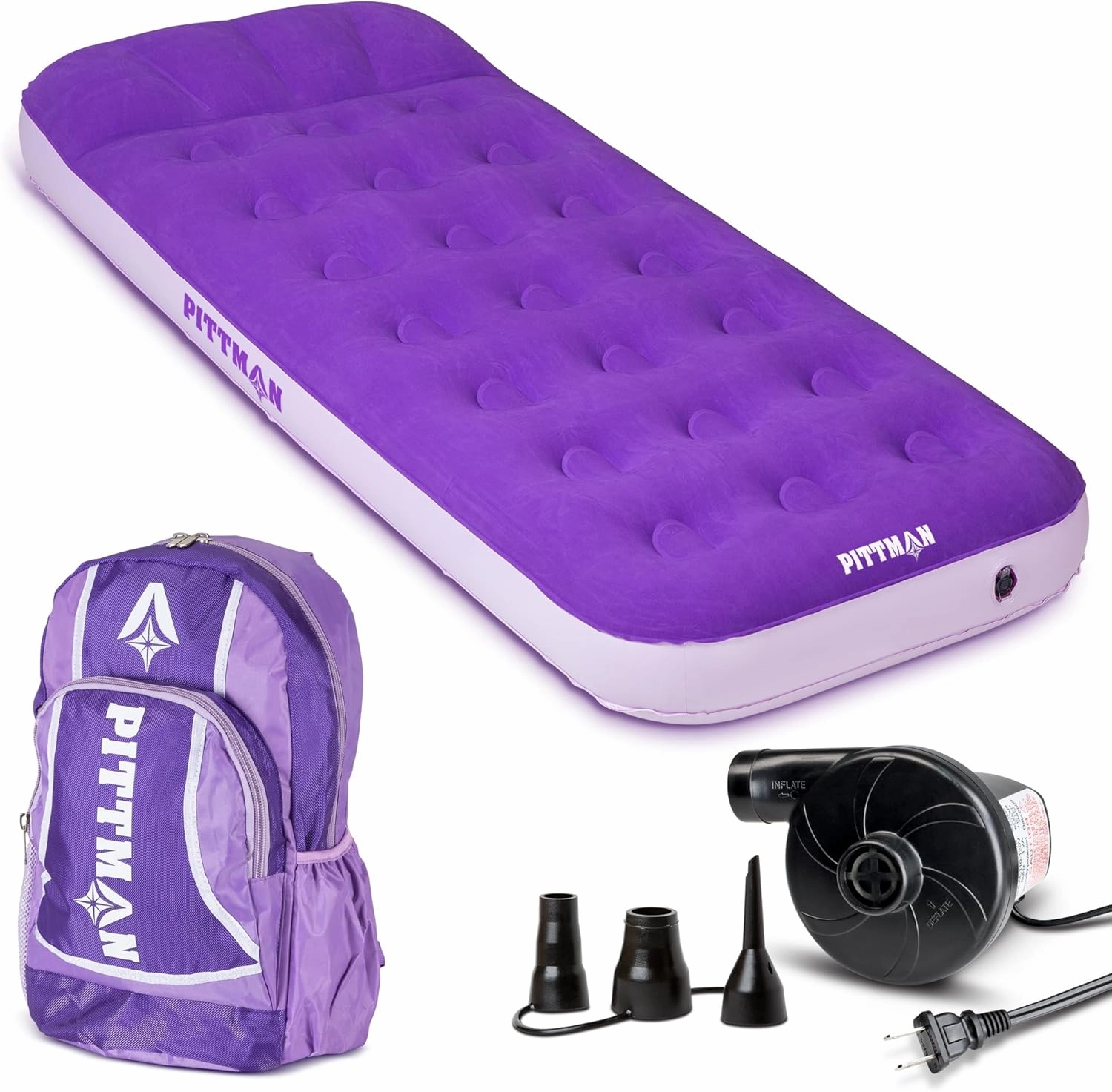 Pittman Outdoors AirBedz Kidmat Deluxe Twin Air Mattress for Kids | Includes Electric Pump & Colorful Travel Backpack | Puncture-Resistant & Easy-Inflate