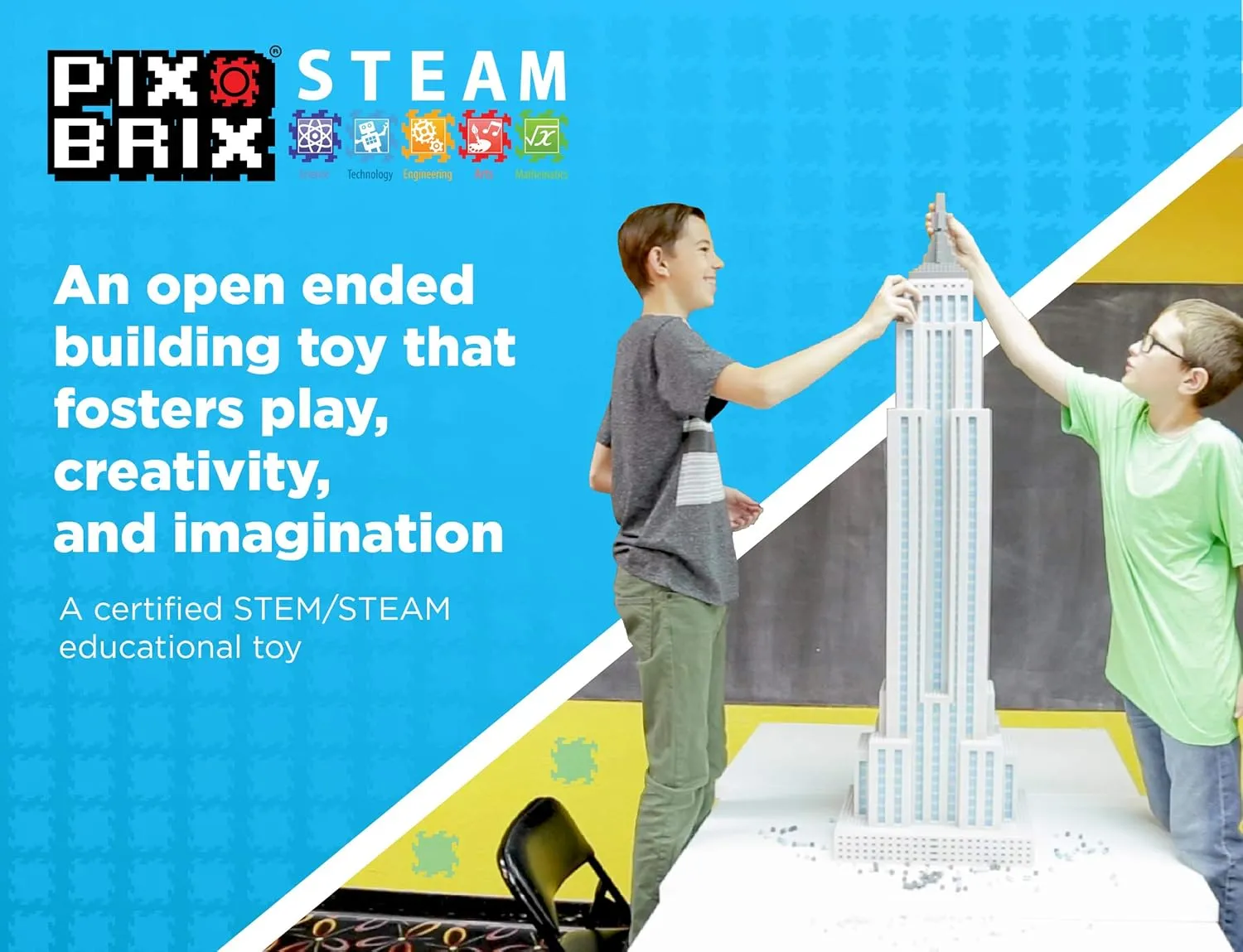 Pix Brix Pixel Art Puzzle Bricks – 6,000 Piece Pixel Art Container, 12 Color Light Palette – Interlocking Building Bricks, Create 2D and 3D Builds Without Water or Glue – Stem Toys, Ages 6 Plus
