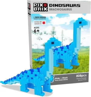 Pix Brix Pixel Art Puzzle Bricks – Dinosaur Series, Brachiosaurus – Patented Building Brick Set to Recreate Your Favorite Dino, Includes 808 Pieces – Create 3D Builds Without Water, Iron or Glue