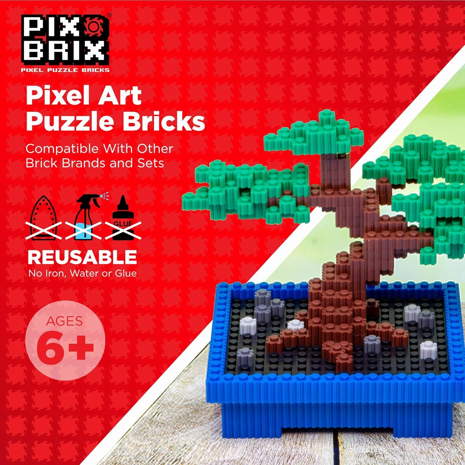 Pix Brix Pixel Art Puzzle Bricks Bucket – 1,500 Piece Pixel Art Kit with 11 Colors, Dark Palette – Interlocking Building Bricks, 2D and 3D Builds – Stem Toys, Ages 6 Plus