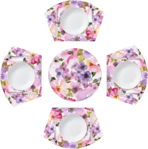 Placemats for Round Table Set of 5 Colorful Floral Spring Flowers Washable Table Place Mats for Kitchen Dinning Table Indoor Outdoor Party Restaurant Decor