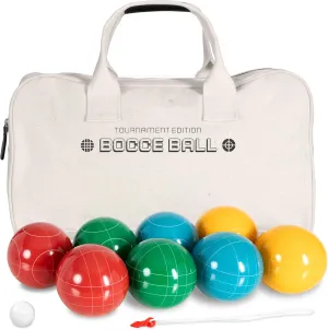 Play Platoon Bocce Ball Set Regulation Size Game Set - 107mm with 8 Hard Polyresin Premium Balls, Pallino, and Professional Carry Bag & Measuring Rope - Outdoor Games for Backyard, Lawn, Beach