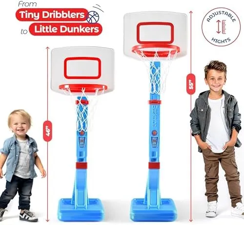 Play22 Toddler Basketball Hoop Indoor for Kids - Height Adjustable Baby Basketball Hoop Set, 4 Balls & Pump, Boys & Girls Toddler Outdoor Toys for Ages 3-5, Outside Toys for Toddlers