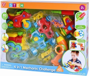 PLAY 4 in 1 Mechanic Challenge Toys Set 80 Piece Take-A-Part Toy for Toddlers, Preschool Learning Activities for Kids, and Birthday Gifts for Boys & Girls