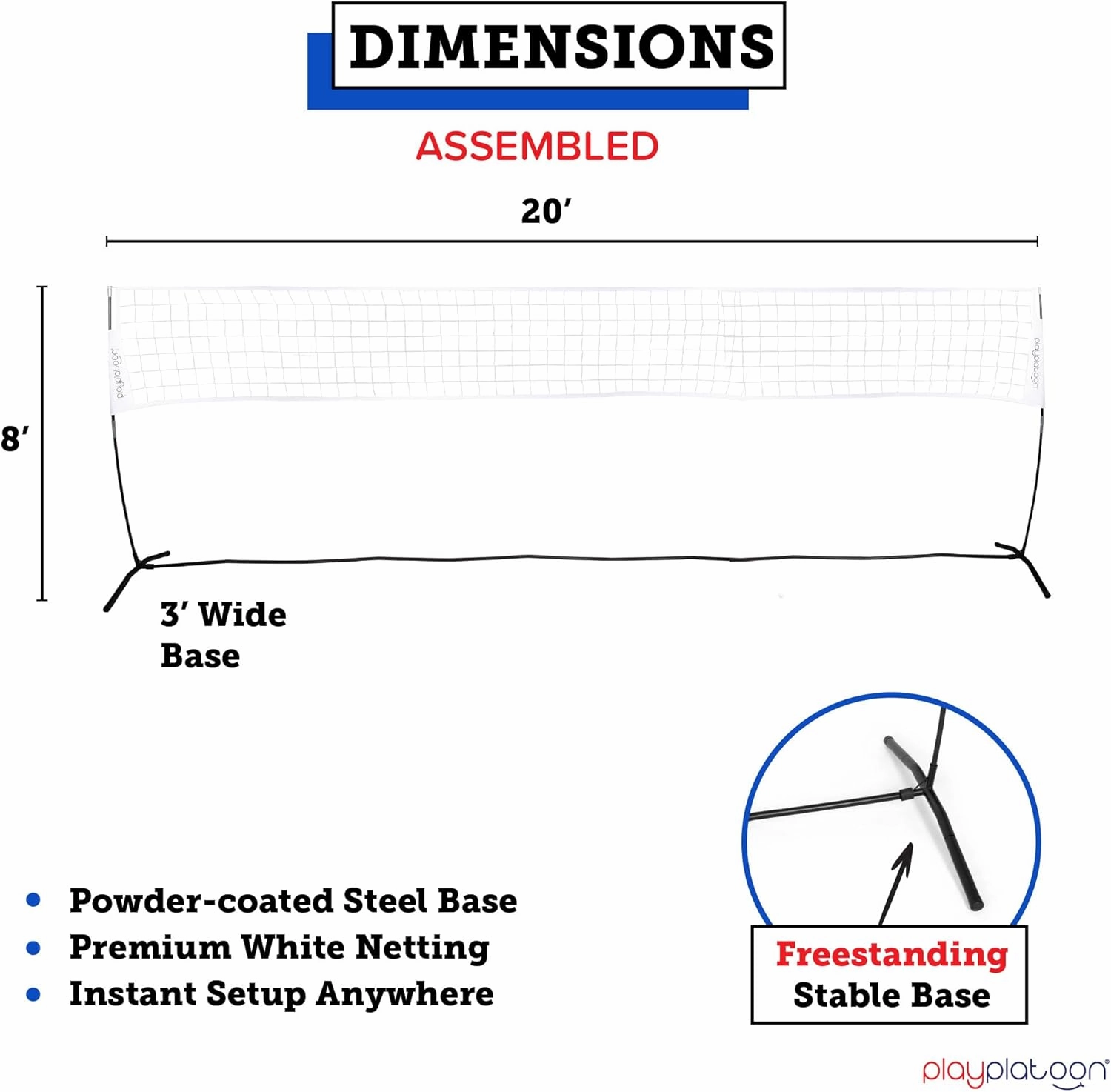 Play Platoon Portable Volleyball Net Set for Backyard - Indoor Outdoor Volley Ball Nets for Travel, Beach, Home, Park - Easy to Assemble with Poles and Carry Case Included