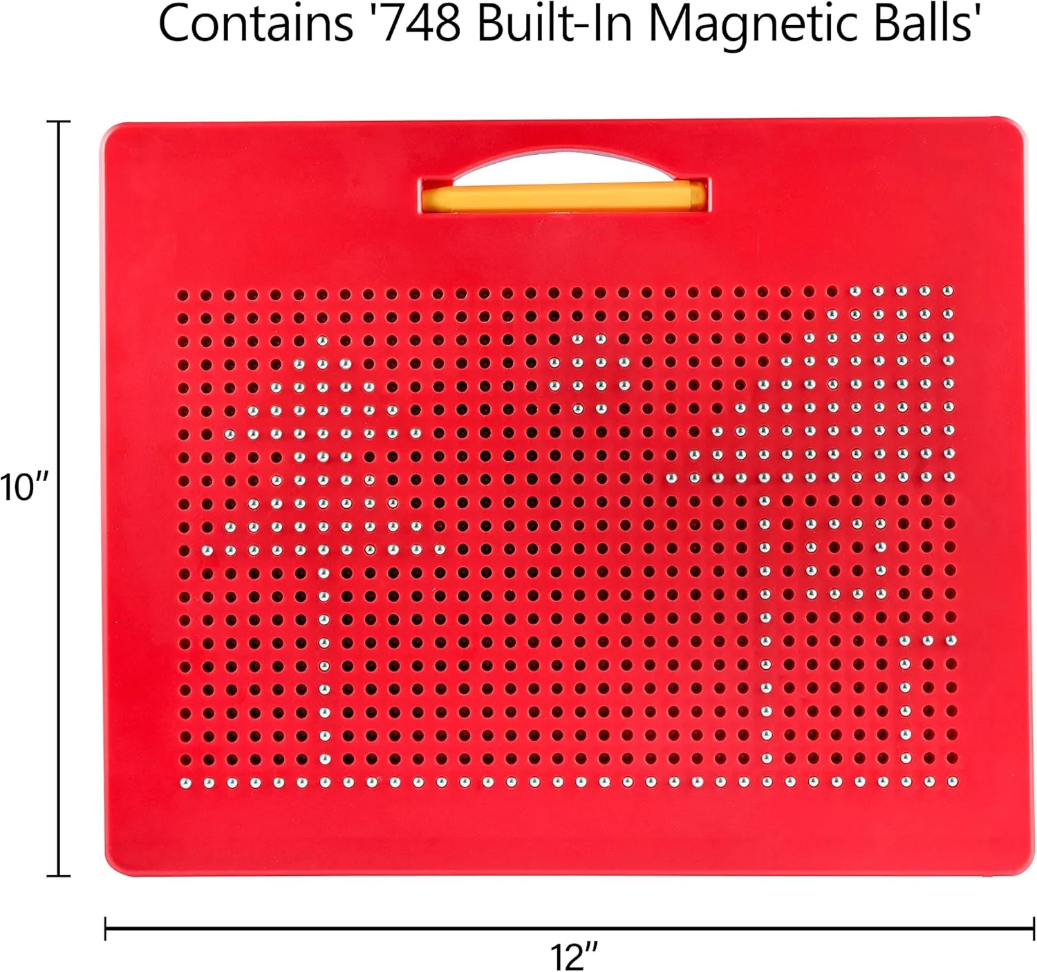 Playmags Magnetic Drawing Board, Large Writing Tablet for Kids & Toddlers, Magnet Beads w/Drawing Stylus, (12" x 10") - STEM Educational Activities for Boys & Girls Ages 4-8