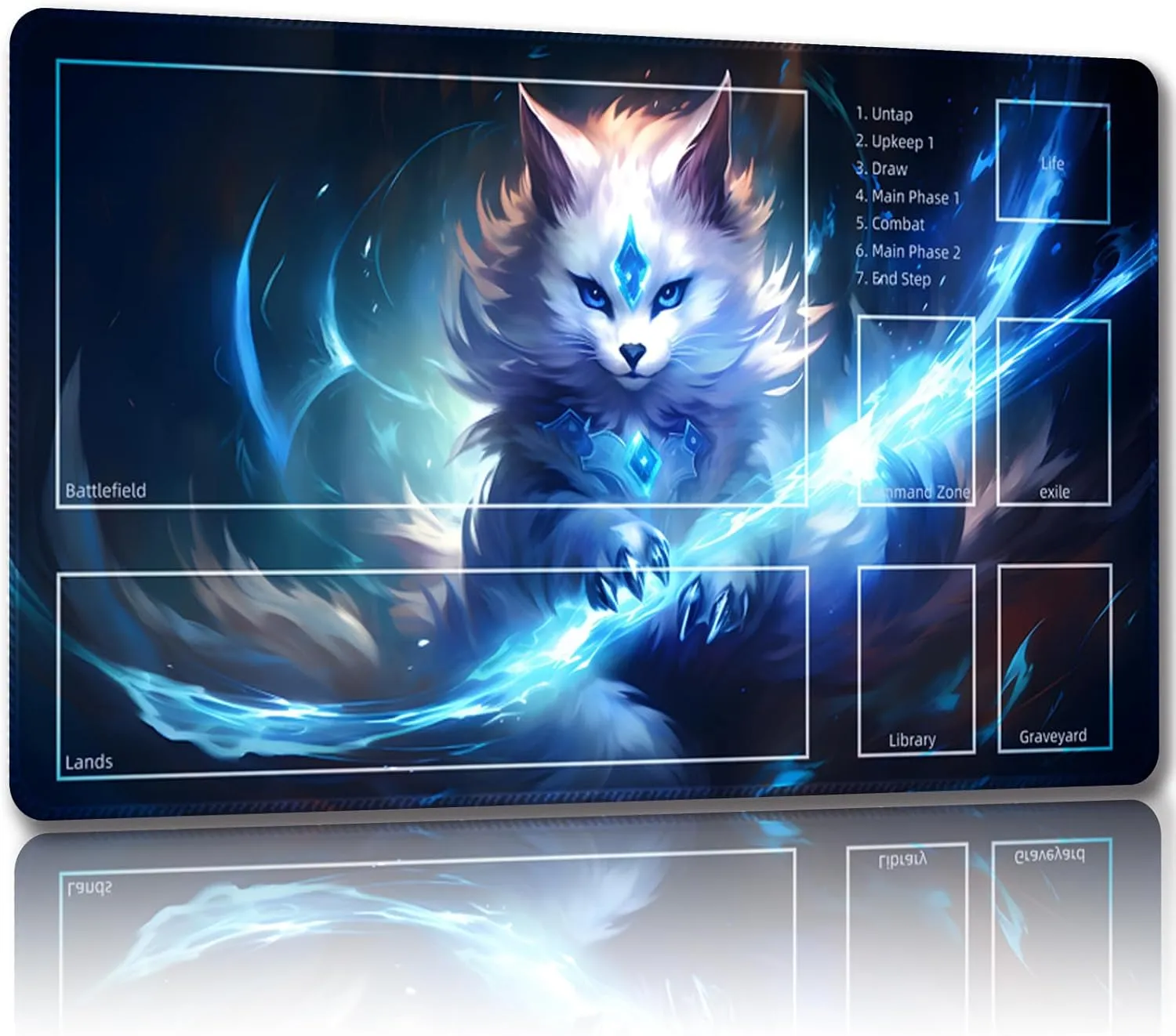 Playmat for MTG, with Free Storage Bags,Game Mat 24 x 14 inches, TCG and Board Game Mat for Cards,Mousepad Desk Mats (Smart Magic-Auxiliary Combat)