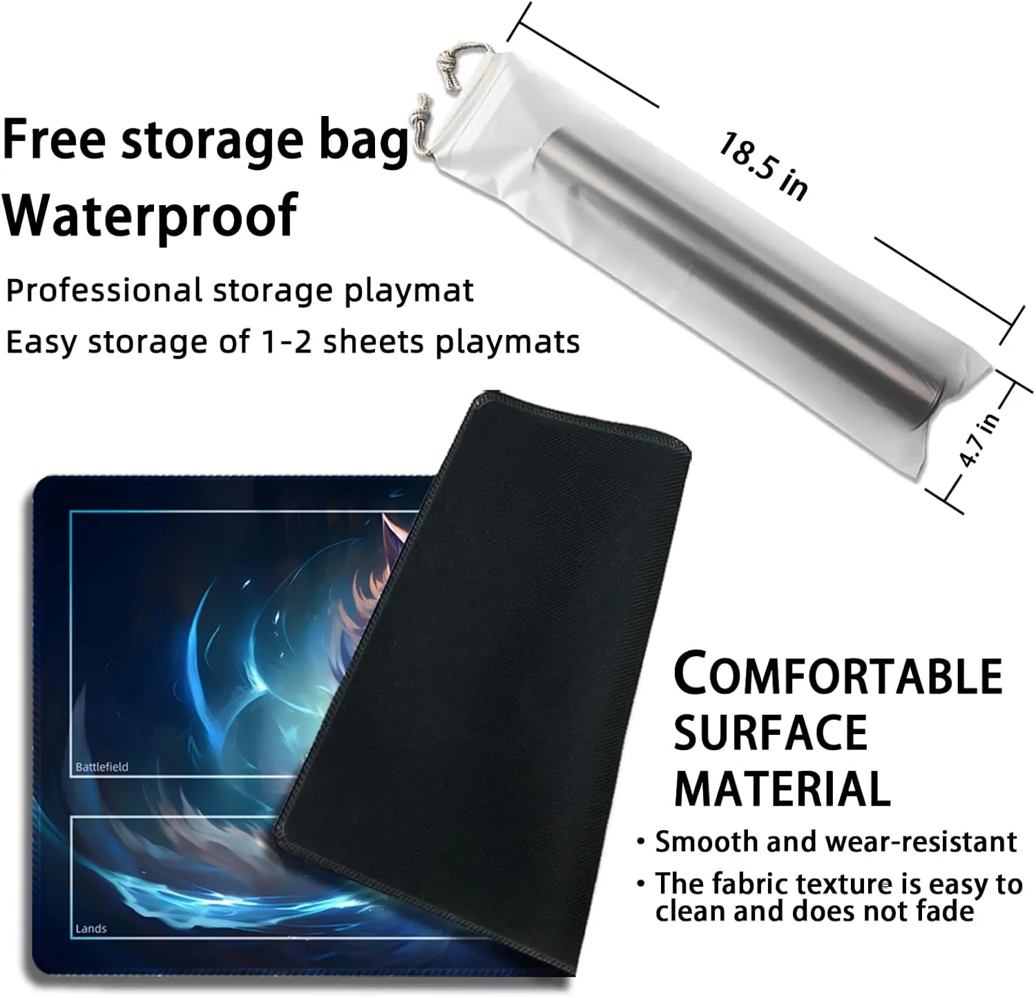 Playmat for MTG, with Free Storage Bags,Game Mat 24 x 14 inches, TCG and Board Game Mat for Cards,Mousepad Desk Mats (Smart Magic-Auxiliary Combat)