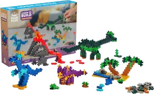 Plus-Plus: Learn to Build - Dinosaurs - 400 Piece Set - 2D & 3D Dino Construction Building STEM Toy, Interlocking Mini Puzzle Blocks, Kids Ages 5 