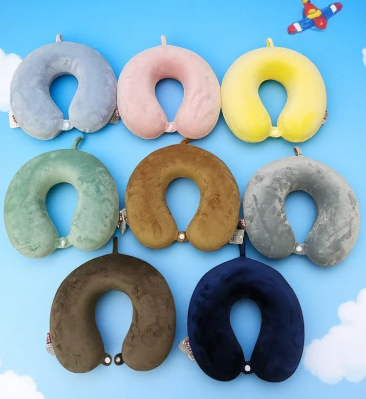 Plush Memory Foam Neck Pillow – Variety of Soft Colors