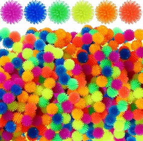 Poen 300 Pcs Porcupine Balls 1 Inch Fun Spiky Hedge Ball Soft Hand Fidget Sensory Calming Mini Stress Relief Small Porcupine Toy for Birthday Party Prize Office Home, Multicolor