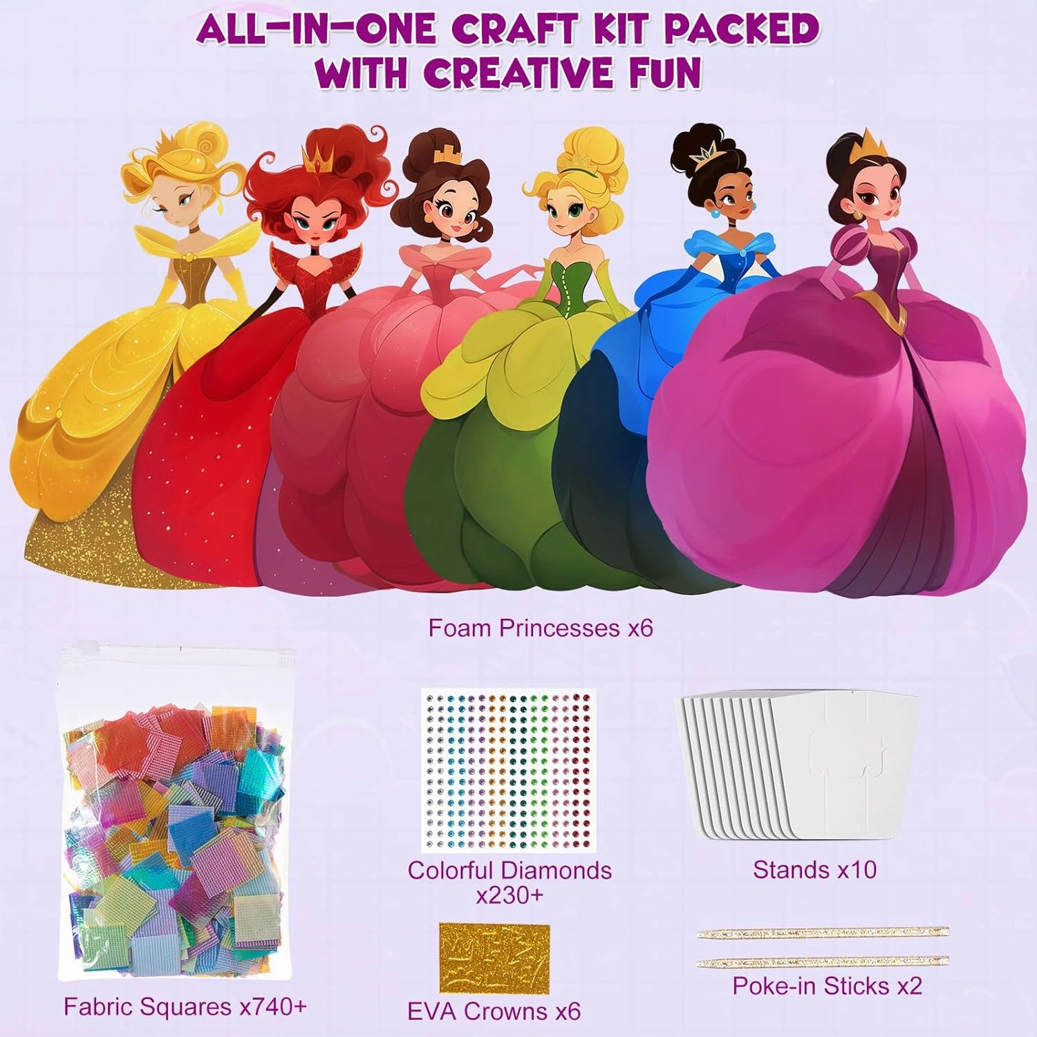 Poke Art Kits for Girls - Arts and Crafts for Kids 4-8,DIY Creative Activity Toys, Birthday Gifts for Girls 4 5 6 7 8 9 10 (Princess)