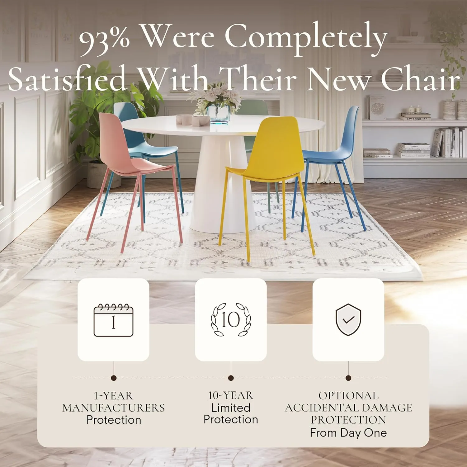 POLY & BARK Isla Modern Kitchen Chairs Set of 4 - Plastic Dining Chair with Metal Legs - Quick Assembly Simple Cafe Chairs Plastic for Indoor or Outdoor - Ocean Teal