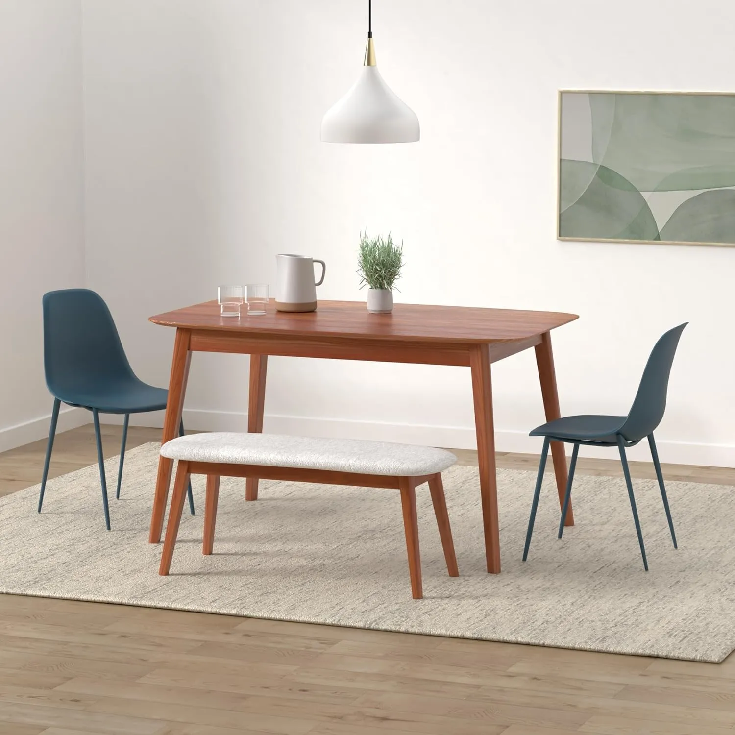 POLY & BARK Isla Modern Kitchen Chairs Set of 4 - Plastic Dining Chair with Metal Legs - Quick Assembly Simple Cafe Chairs Plastic for Indoor or Outdoor - Ocean Teal