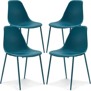 POLY & BARK Isla Modern Kitchen Chairs Set of 4 - Plastic Dining Chair with Metal Legs - Quick Assembly Simple Cafe Chairs Plastic for Indoor or Outdoor - Ocean Teal