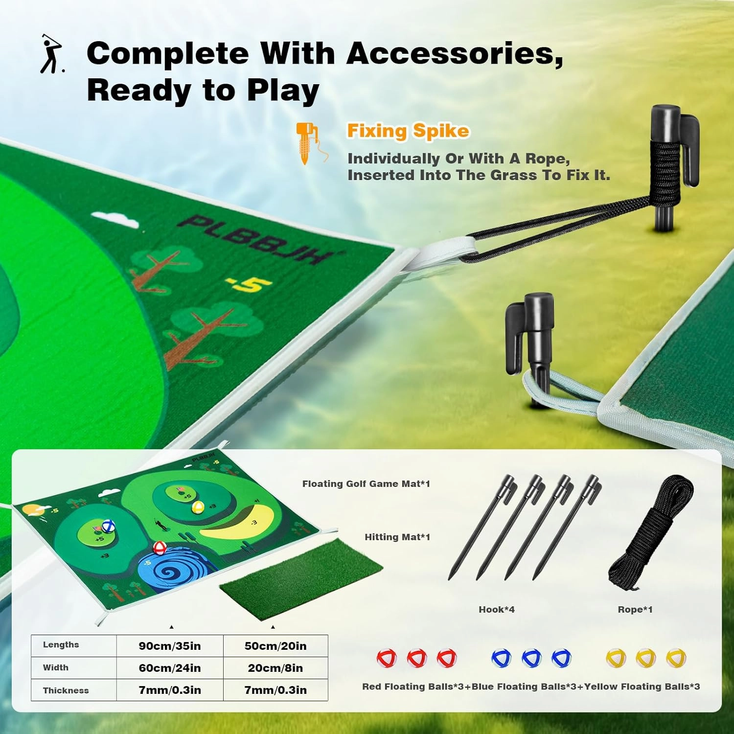 Pool Golf Game Floating,47"x47"/34"x25"-Sticky Golf Balls,Hit Target Accurately,Floating Golf Green,Ideal for 2-4 Golfers Competing and Improving Skills in Outdoor and Pool Games(34"x25")