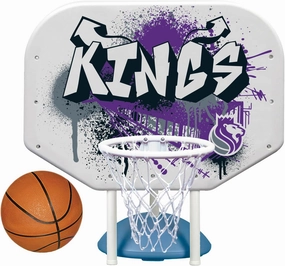 Poolmaster NBA Graffiti Pro Rebounder Poolside Basketball Goal Set with Base, Backboard, Hoop, Net, and Ball