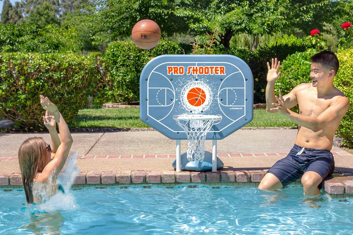 Poolmaster Pro Shooter Poolside Basketball Hoop Set for Swimming Pool Games