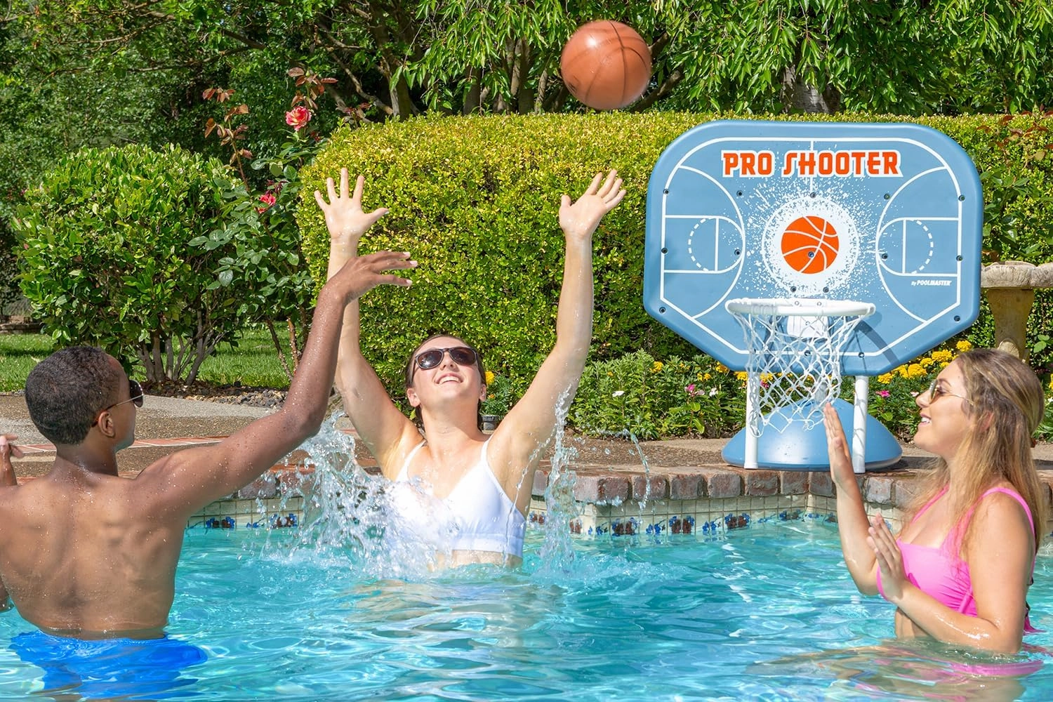 Poolmaster Pro Shooter Poolside Basketball Hoop Set for Swimming Pool Games