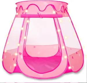 Pop Up Princess Tent with Star Lights,Ball Pit for 1 2 3 Year Old Girl Birthday Gift,Princess Toys for Toddlers 1-3 with Carrying Bag, Play Tent for Kids Indoor|Outdoor (50 Balls not Included)