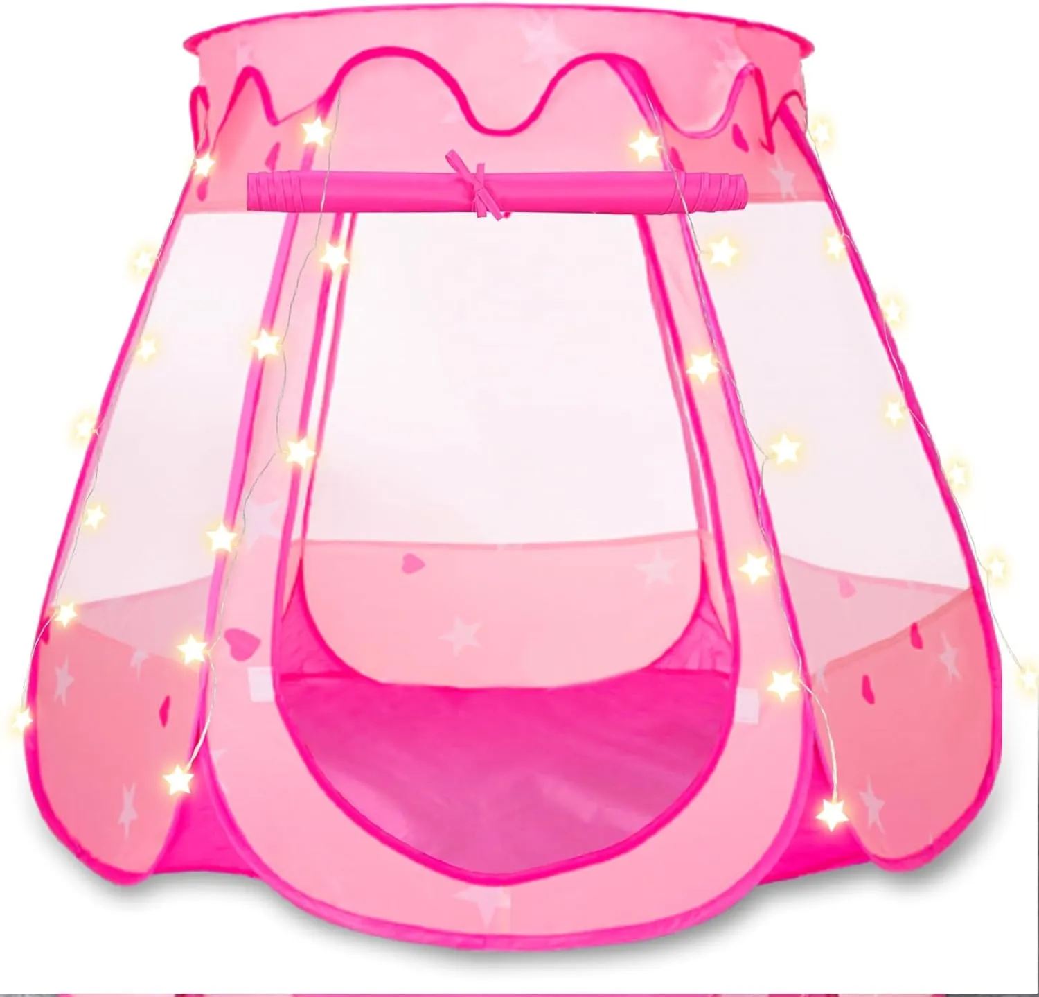 Pop Up Princess Tent with Star Lights,Ball Pit for 1 2 3 Year Old Girl Birthday Gift,Princess Toys for Toddlers 1-3 with Carrying Bag, Play Tent for Kids Indoor|Outdoor (50 Balls not Included)
