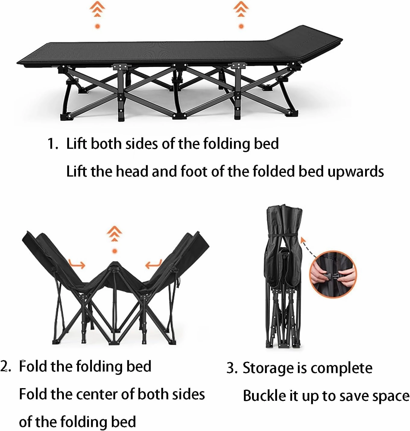 Portable Camp Beds for Adults with Cushion Travel Camping Cot for Sleeping Tent Cot Load 200kg for Bedroom,Office,Camp
