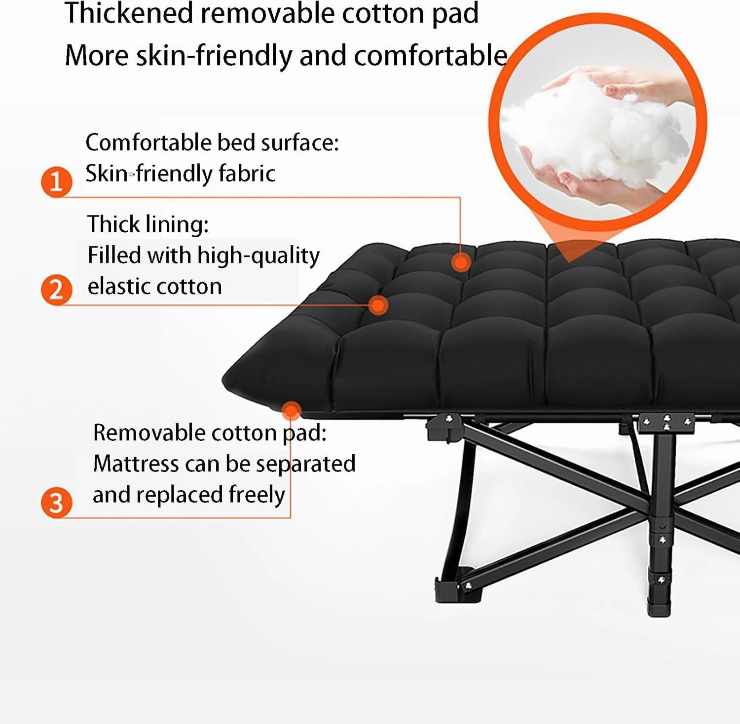 Portable Camp Beds for Adults with Cushion Travel Camping Cot for Sleeping Tent Cot Load 200kg for Bedroom,Office,Camp