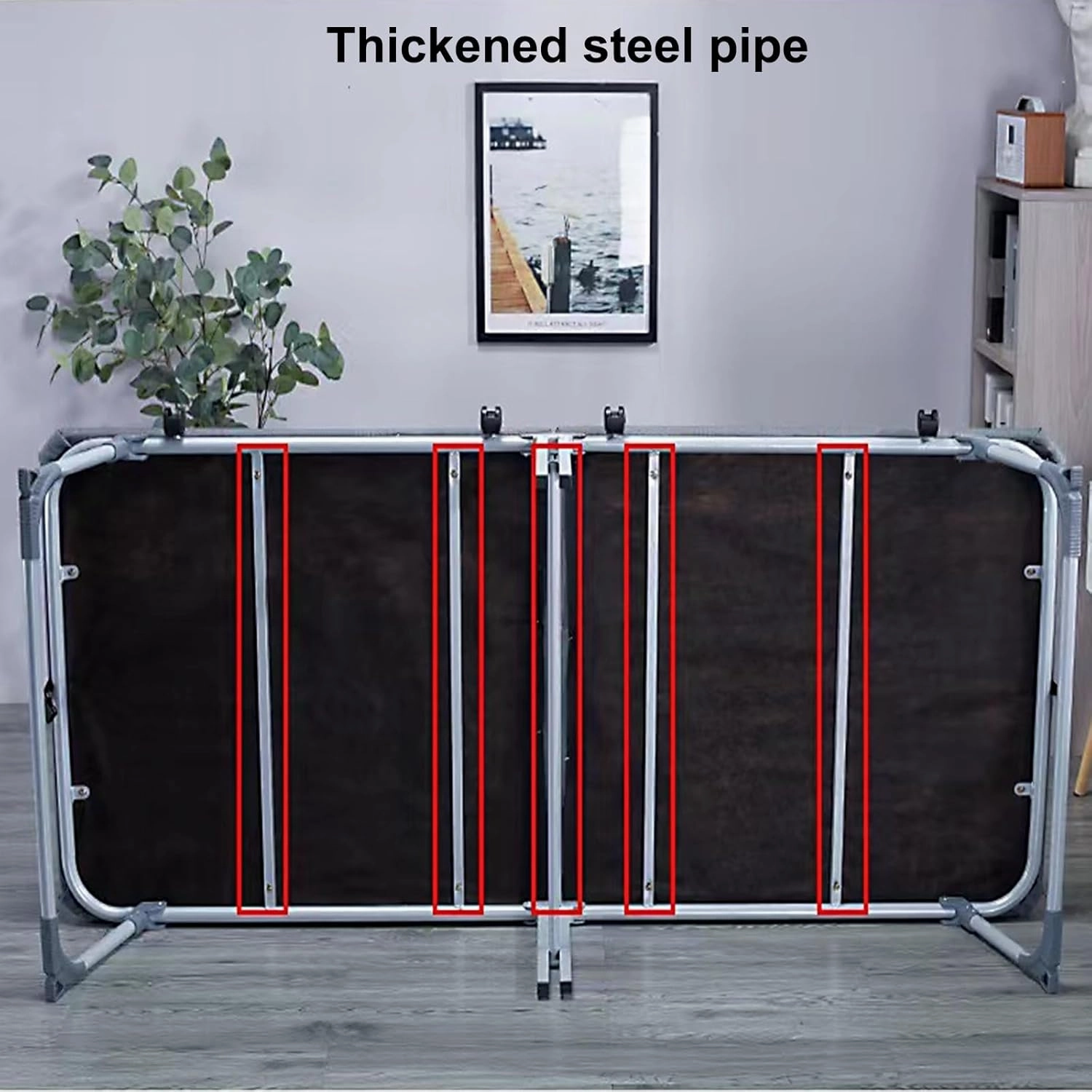 Portable Folding Bed for Adults - Twin Size Metal Bed with Universal Wheels, Multi-Functional Folding Cot for Home, Office & Outdoor Use (185x60x35cm)