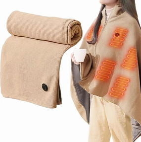 Portable Heated Shawl with Zippper Portable Heated Shawl Wraps for Women Cordless 60"x 27.5" Electric Heated Blanket Shawl 3 Heating Levels Heated Shawl Cordless for Home (Battery not Included)