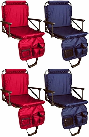 Portable Padded Stadium Comfort Bleacher Seats Outdoor Folding Back Support Arm Chairs with Storage Pockets, 4 Pack, Multicolor