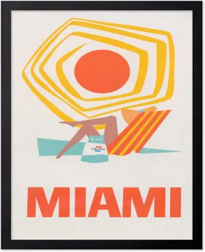 Poster Master Vintage Travel Poster - Retro Miami Print - Florida Art - United Airlines Art - Chic Gift for Men, Women, Travel Lover - Colorful Decor for Bedroom, Living Room - 8x10 UNFRAMED Wall Art