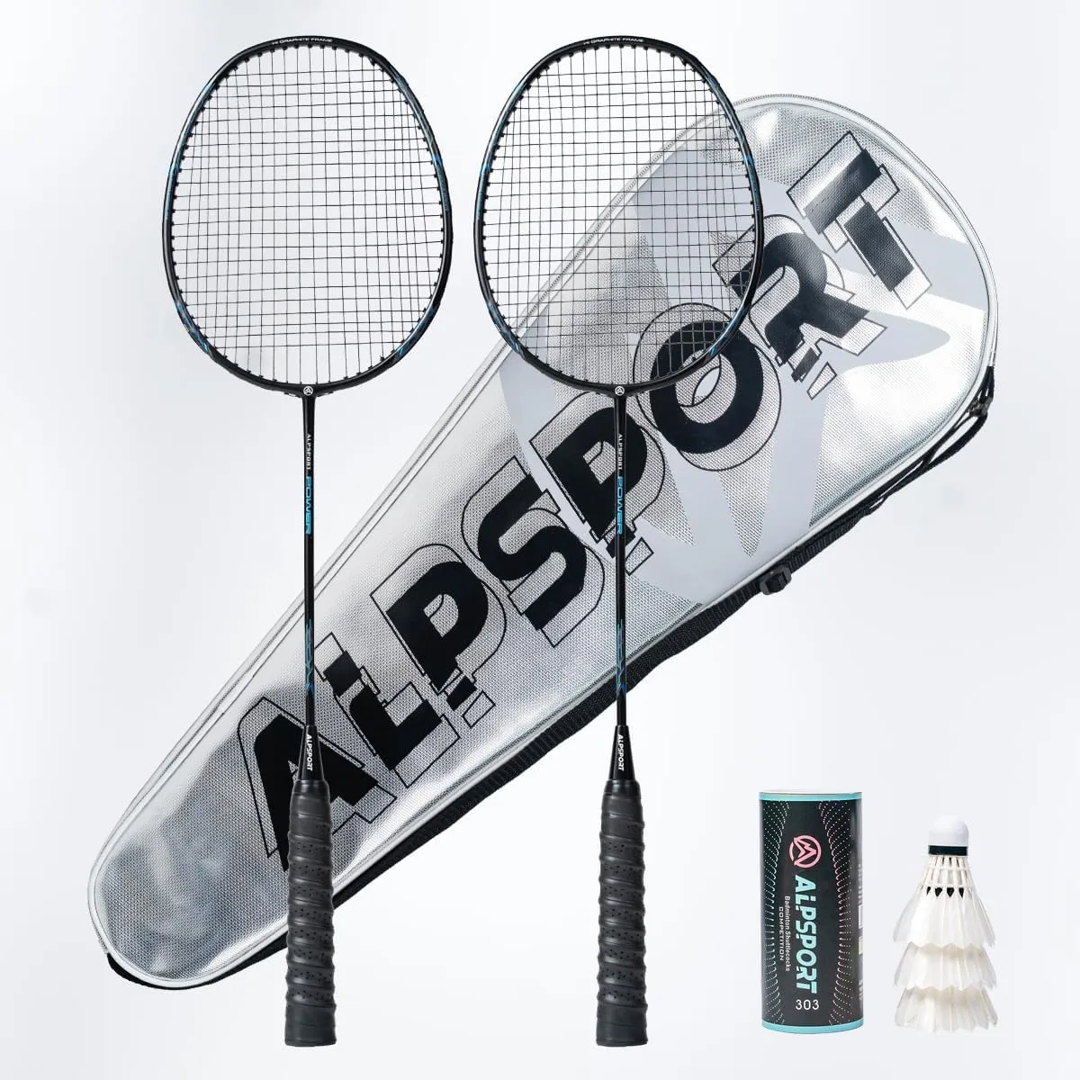 Power Original Design 4U G5 Graphite Badminton Rackets Sets of 2, Carbon Fiber Racquets with 1 PVC Bag, 2 Tied Grips Tapes, 3 Shuttlecocks, 22-28LBS Padel Raket for Sports Training