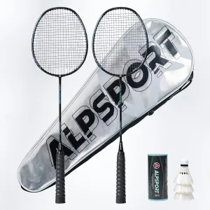 Power Original Design 4U G5 Graphite Badminton Rackets Sets of 2, Carbon Fiber Racquets with 1 PVC Bag, 2 Tied Grips Tapes, 3 Shuttlecocks, 22-28LBS Padel Raket for Sports Training