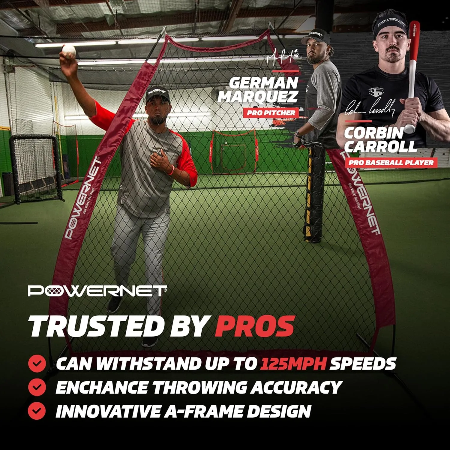 PowerNet Portable Softball & Baseball Batting Practice Pitching Screen, 7-FT I-Frame or A-Frame Pitching Net
