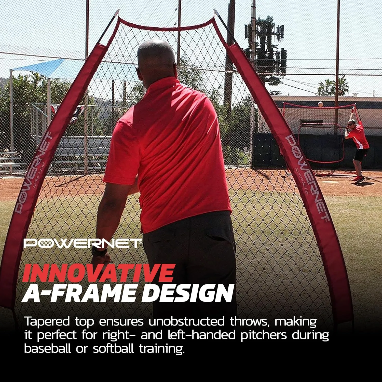 PowerNet Portable Softball & Baseball Batting Practice Pitching Screen, 7-FT I-Frame or A-Frame Pitching Net