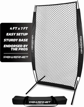 PowerNet Portable Softball & Baseball Batting Practice Pitching Screen, 7-FT I-Frame or A-Frame Pitching Net