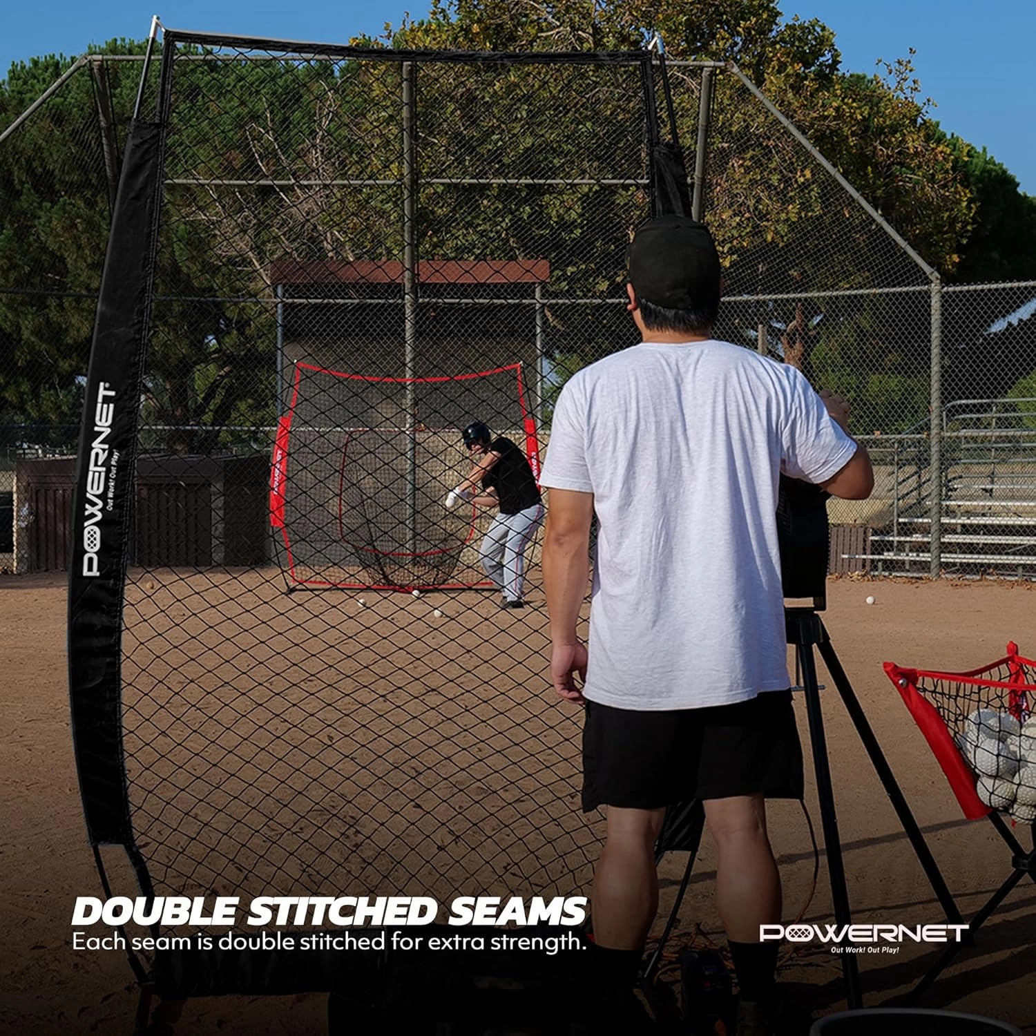 PowerNet Portable Softball & Baseball Batting Practice Pitching Screen, 7-FT I-Frame or A-Frame Pitching Net